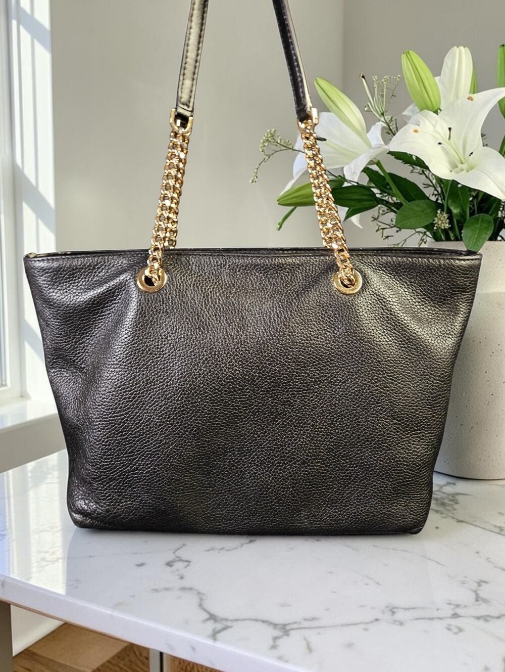Michael Kors Jet Set Medium Front Pocket Chain Tote Bag - Picture 2 of 13